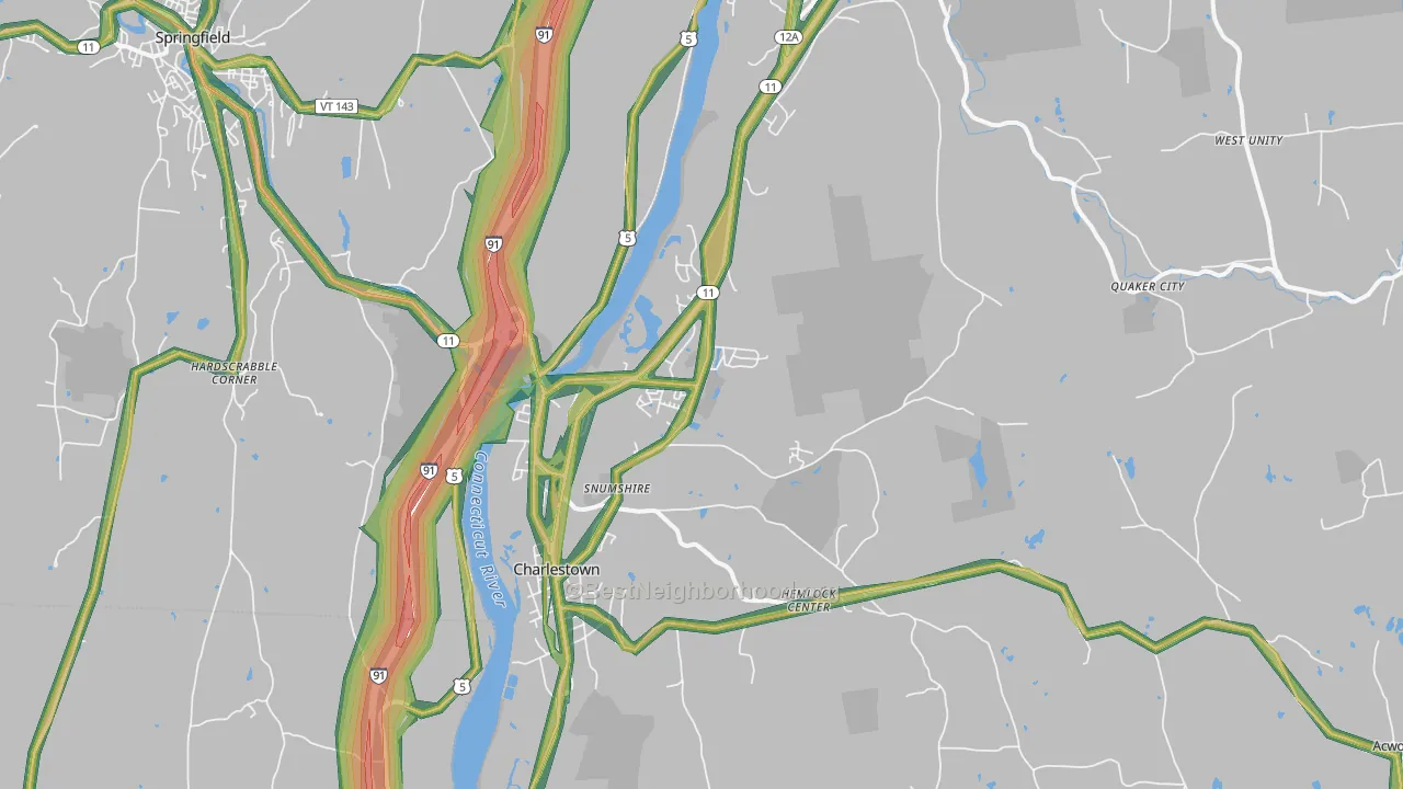 Charlestown, NH Map of Noise Levels in Charlestown