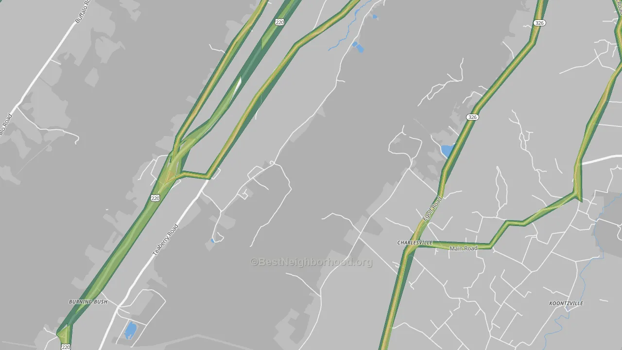 Charlesville, PA Map of Noise Levels in Charlesville