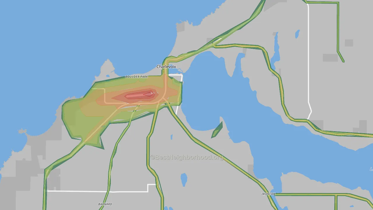Charlevoix, MI Map of Noise Levels in Charlevoix
