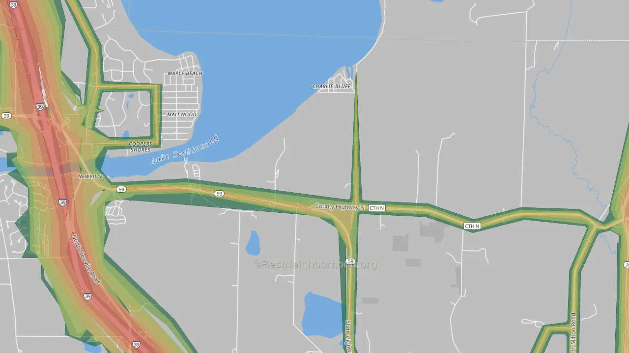 Charlie Bluff, WI Map of Noise Levels in Charlie Bluff