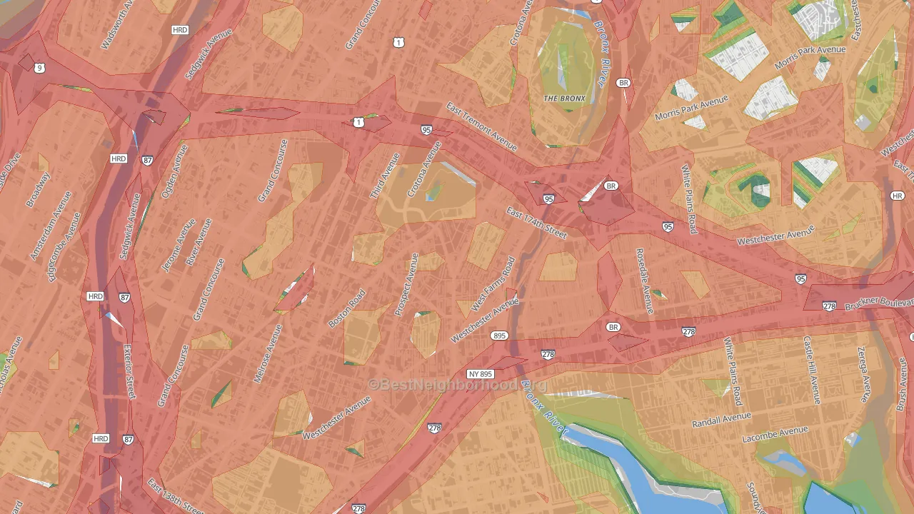 Charlotte Gardens, Bronx, NY Map of Noise Levels in Charlotte Gardens