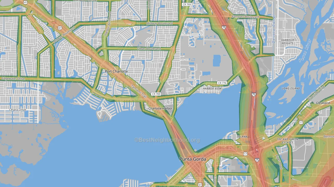 Charlotte Harbor, FL Map of Noise Levels in Charlotte Harbor