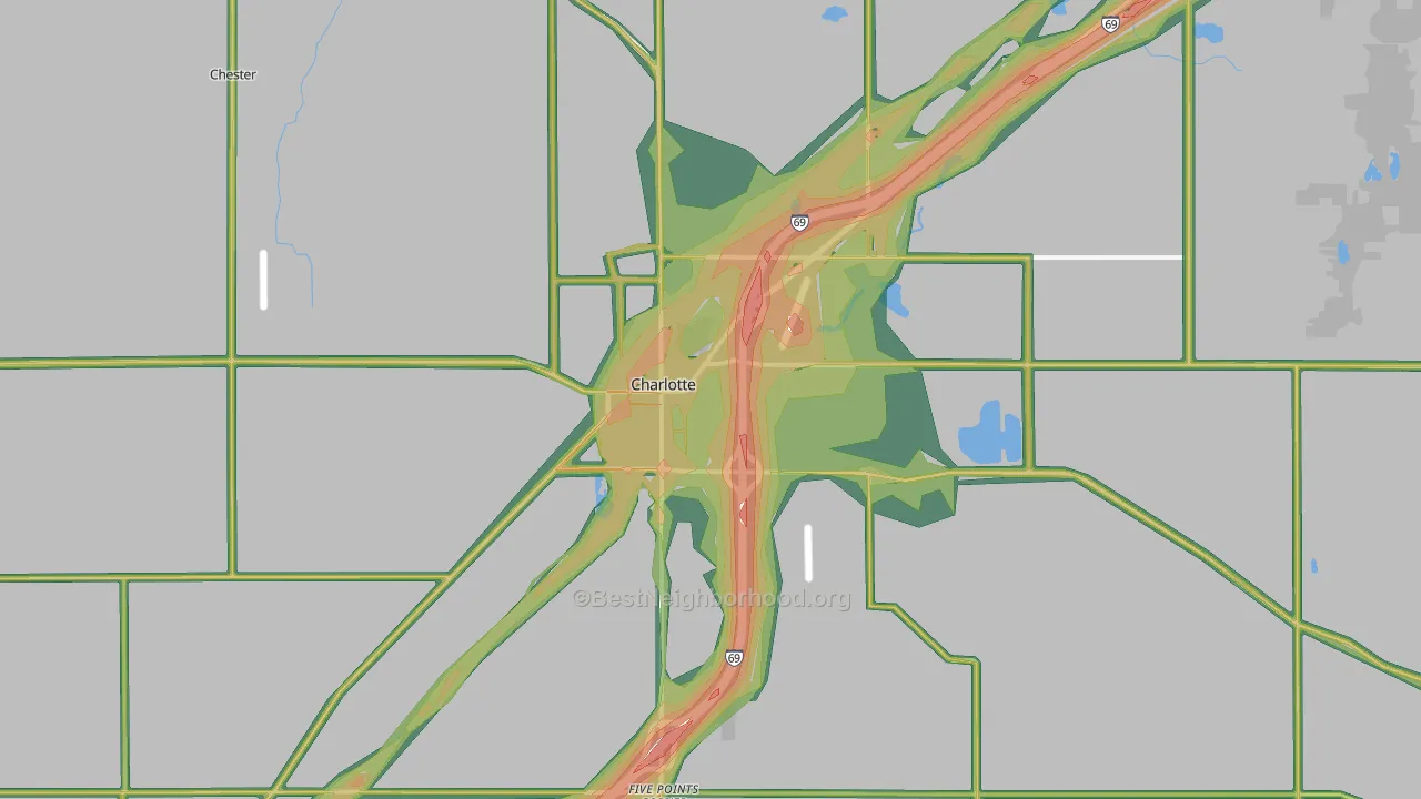Charlotte, MI Map of Noise Levels in Charlotte