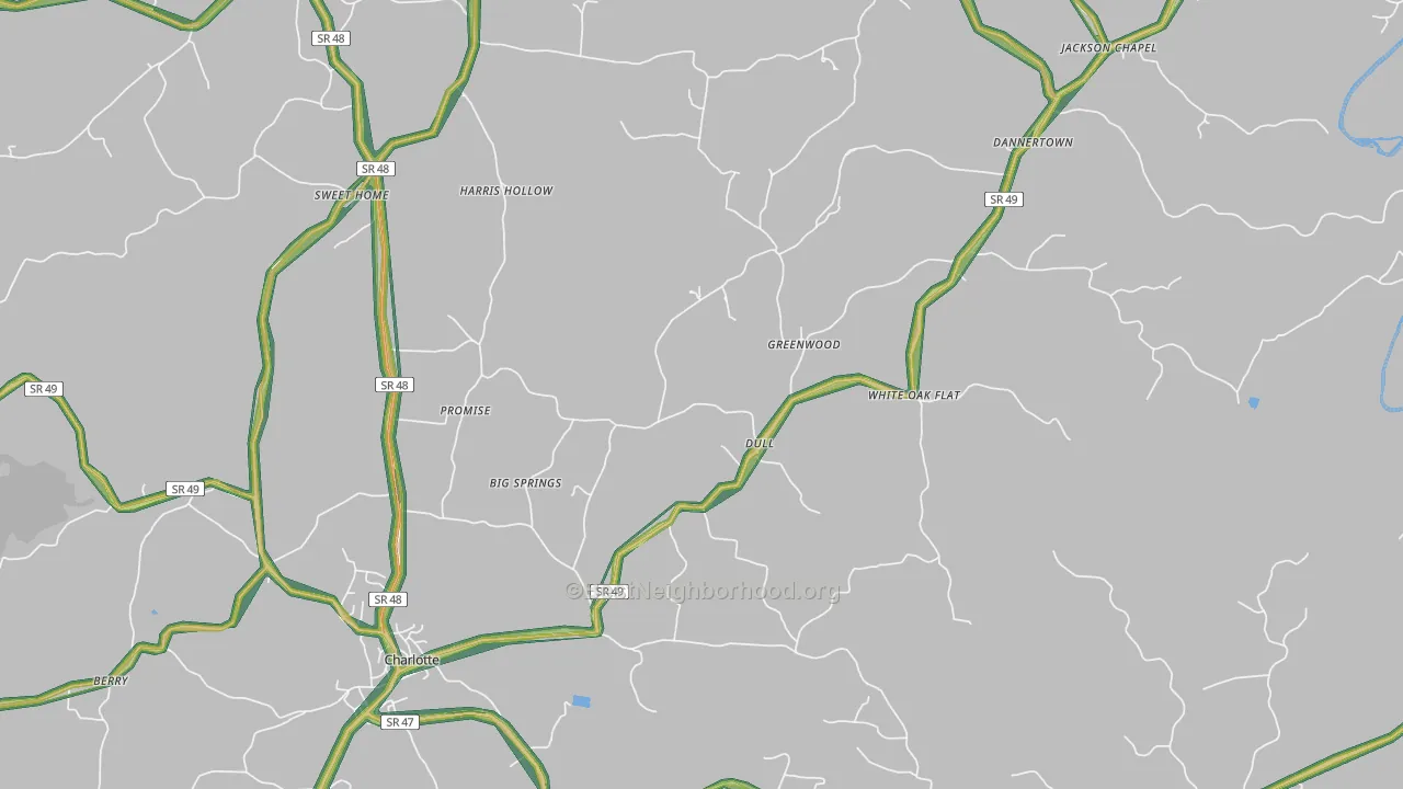 Charlotte, TN Map of Noise Levels in Charlotte
