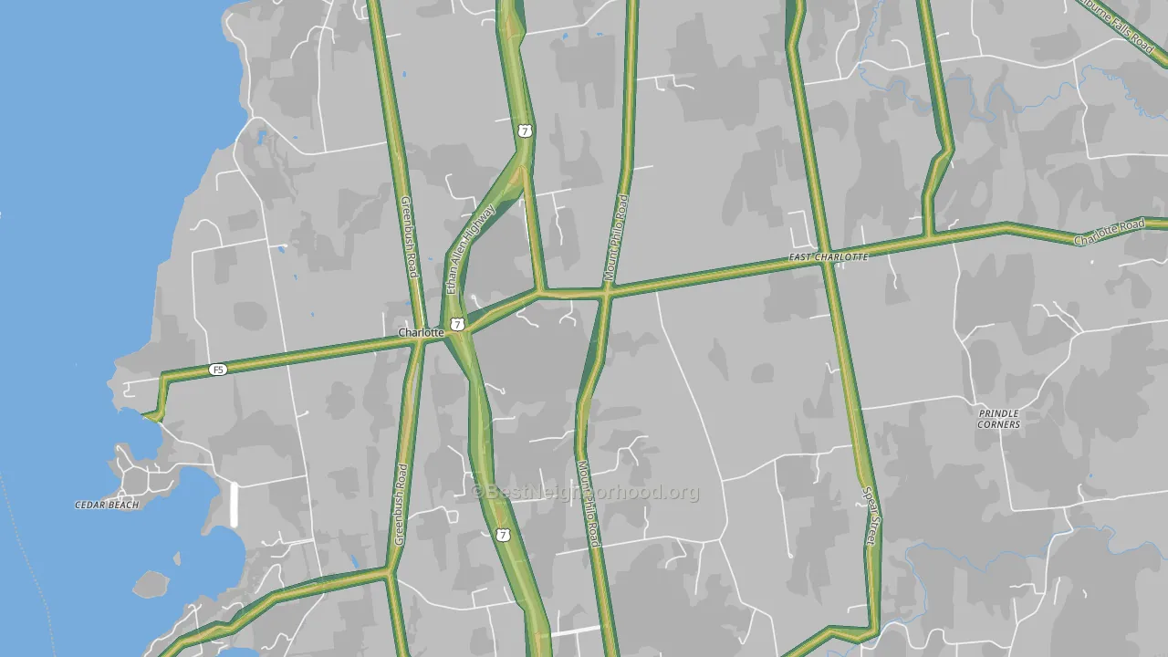 Charlotte, VT Map of Noise Levels in Charlotte