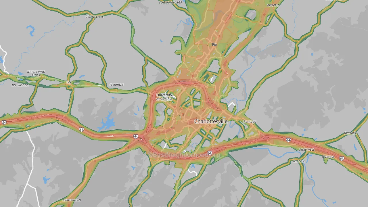 Charlottesville, VA Map of Noise Levels in Charlottesville