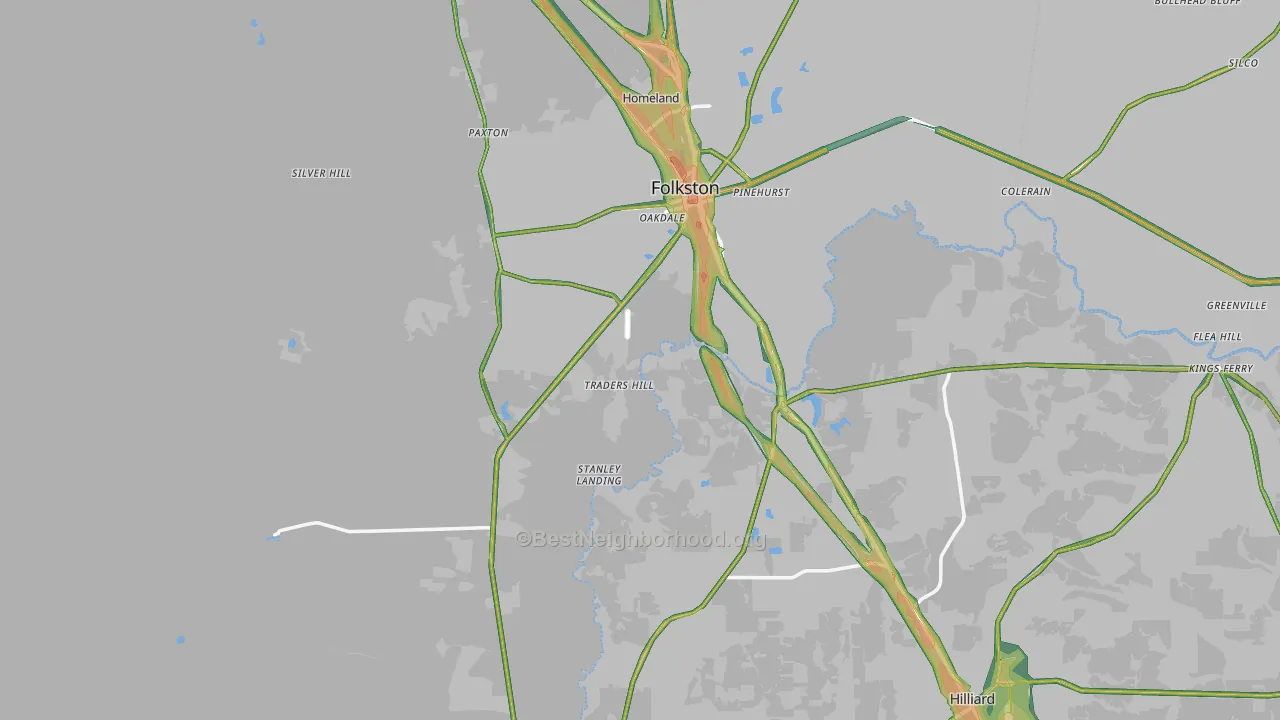 Charlton County, GA Map of Noise Levels in Charlton County