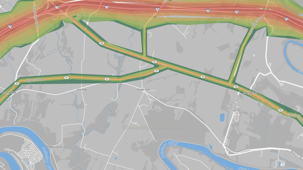 Charlton, MD Map of Noise Levels in Charlton