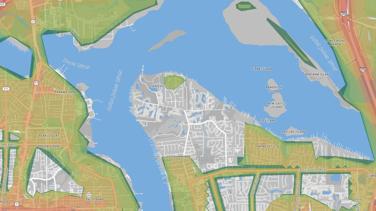 Charter Point, Jacksonville, FL Map of Noise Levels in Charter Point