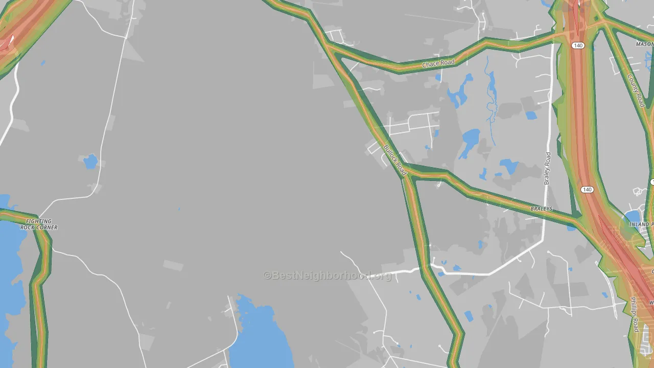 Chartley, MA Map of Noise Levels in Chartley