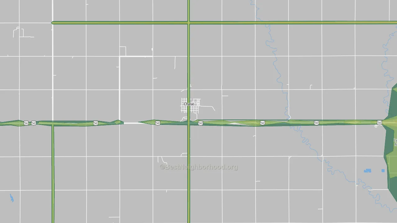 Chase, KS Map of Noise Levels in Chase