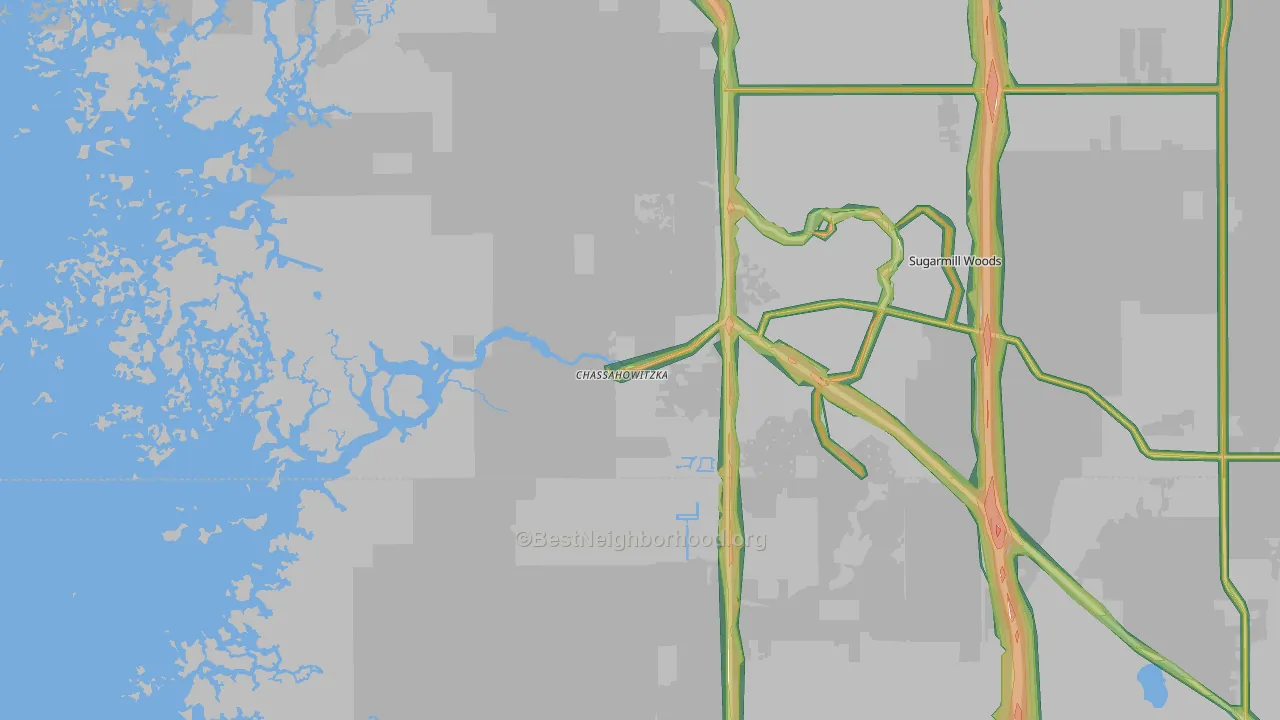 Chassahowitzka, FL Map of Noise Levels in Chassahowitzka