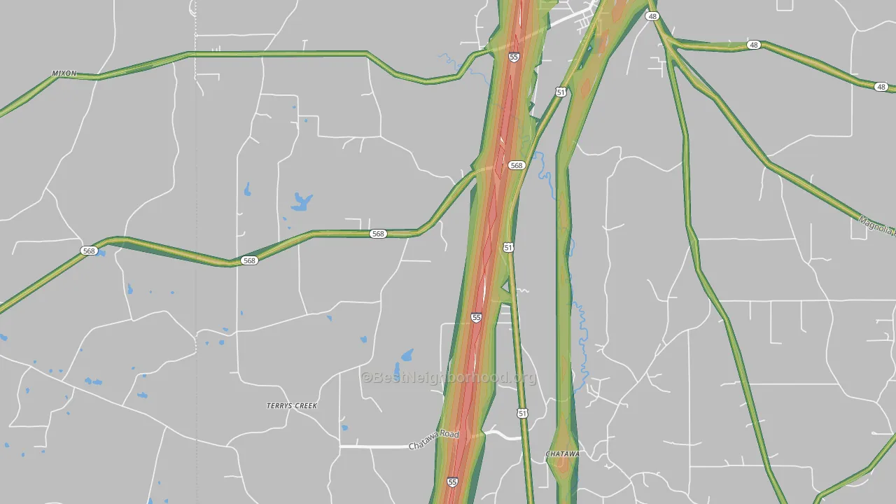 Chatawa, MS Map of Noise Levels in Chatawa
