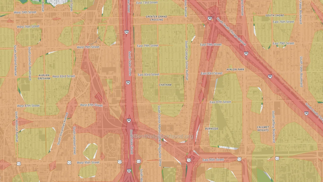 Chatham, Chicago, IL Map of Noise Levels in Chatham