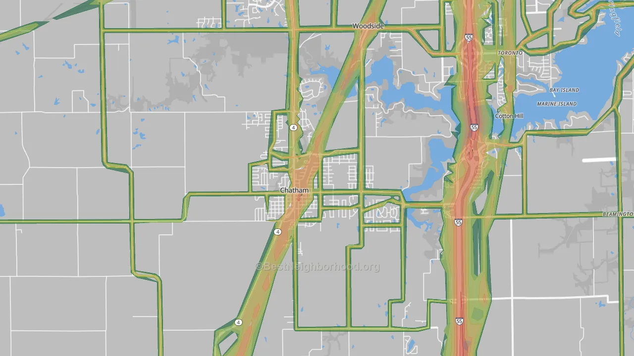 Chatham, IL Map of Noise Levels in Chatham