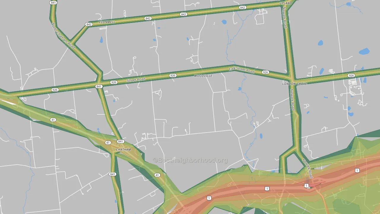 Chatham, PA Map of Noise Levels in Chatham