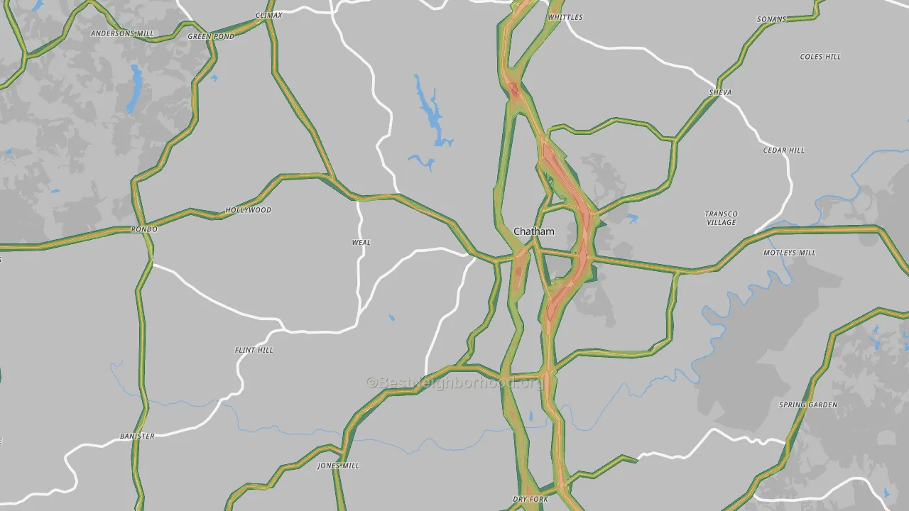 Chatham, VA Map of Noise Levels in Chatham