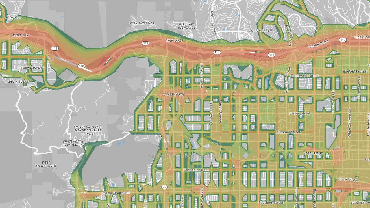 Chatsworth, CA Map of Noise Levels in Chatsworth