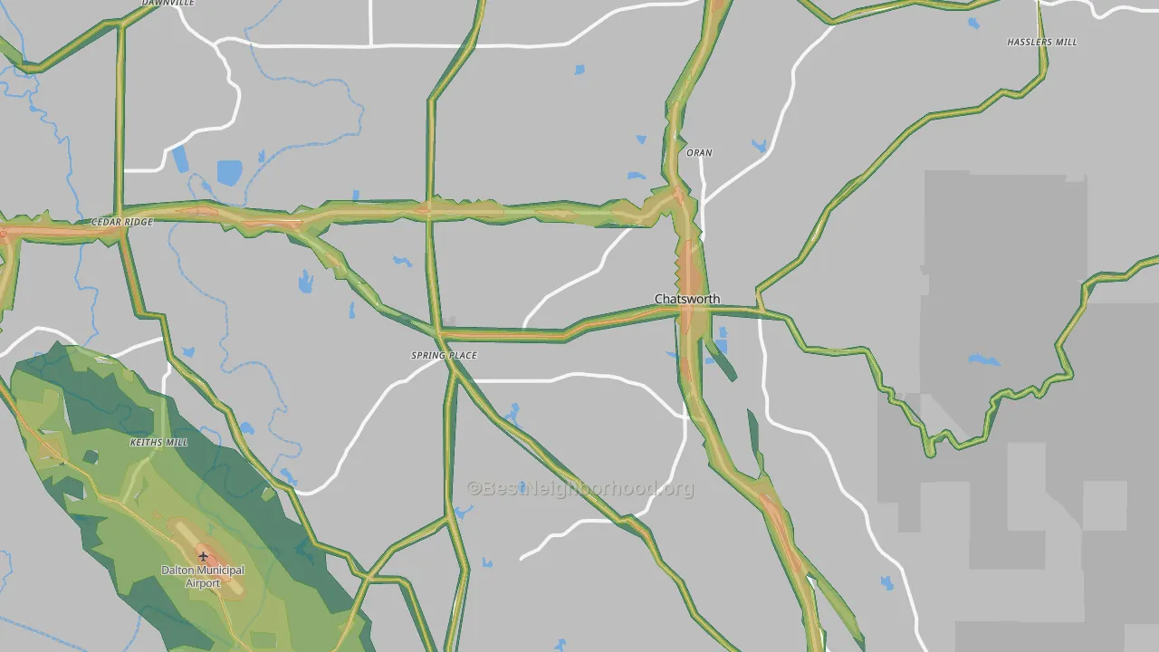 Chatsworth, GA Map of Noise Levels in Chatsworth