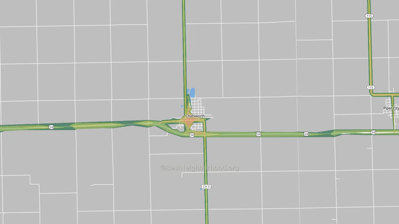 Chatsworth, IL Map of Noise Levels in Chatsworth