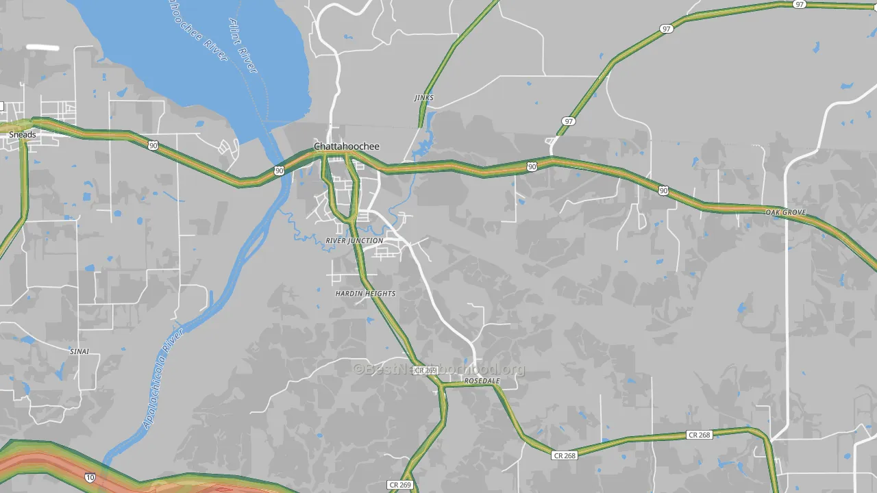 Chattahoochee, FL Map of Noise Levels in Chattahoochee