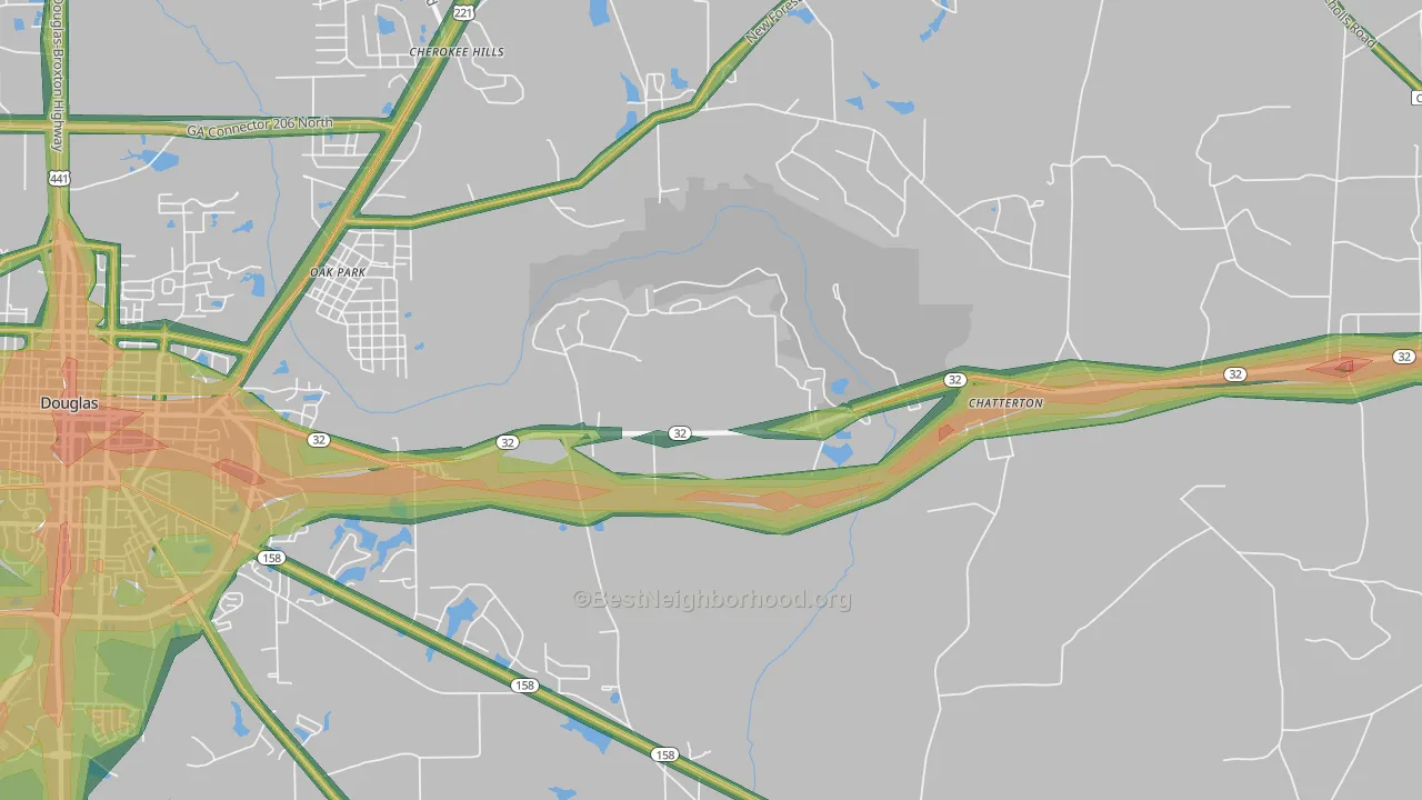 Chatterton, GA Map of Noise Levels in Chatterton