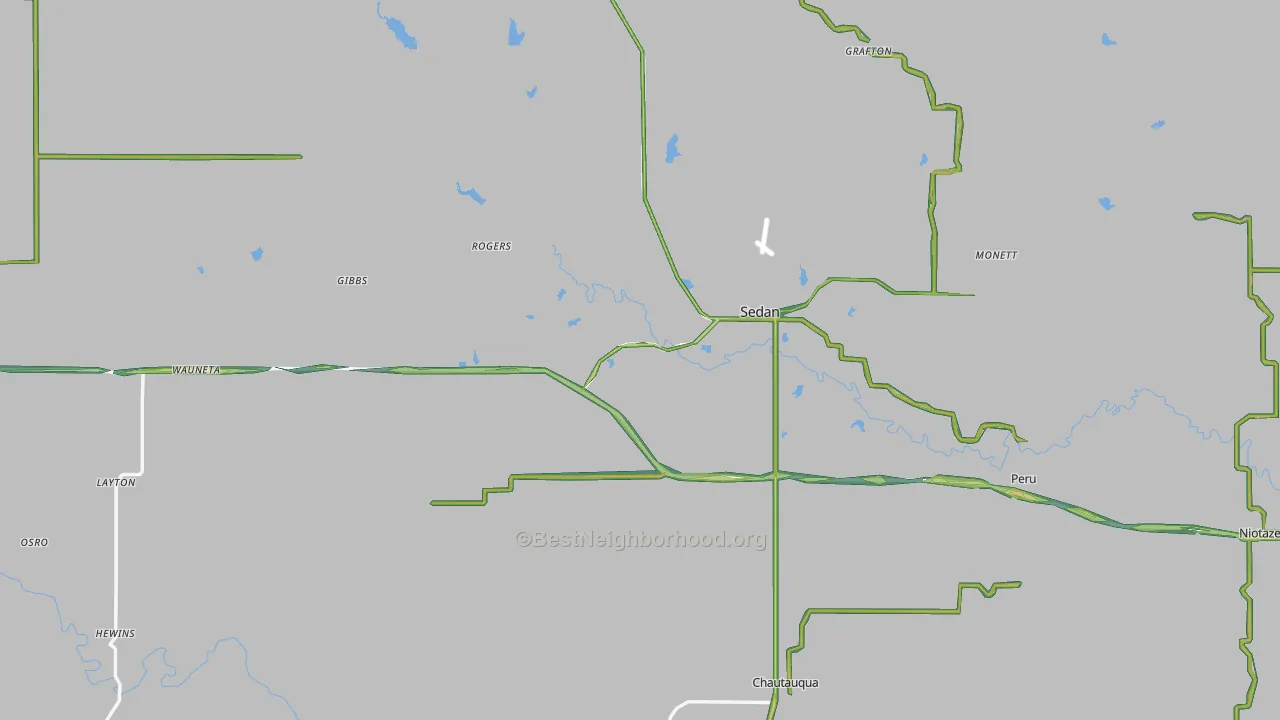 Chautauqua County, KS Map of Noise Levels in Chautauqua County