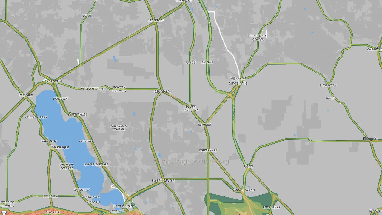 Chautauqua County, NY Map of Noise Levels in Chautauqua County