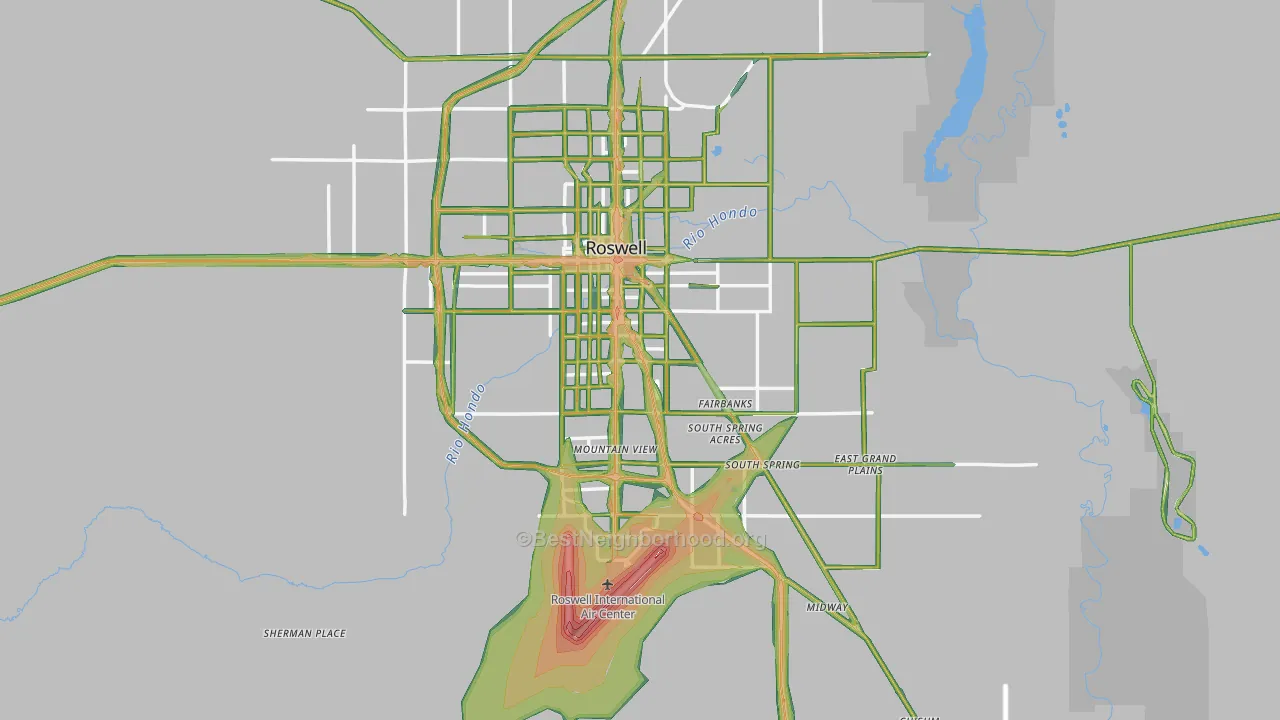 Chaves County, NM Map of Noise Levels in Chaves County