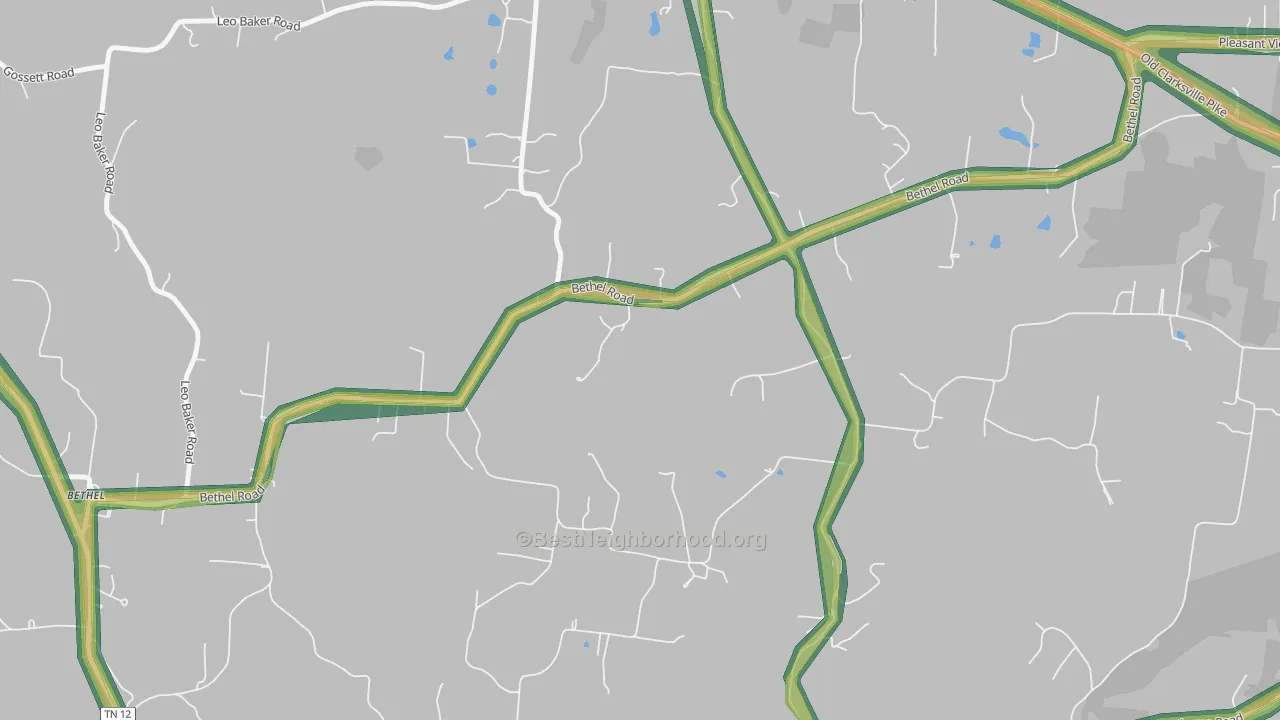 Cheap Hill, TN Map of Noise Levels in Cheap Hill