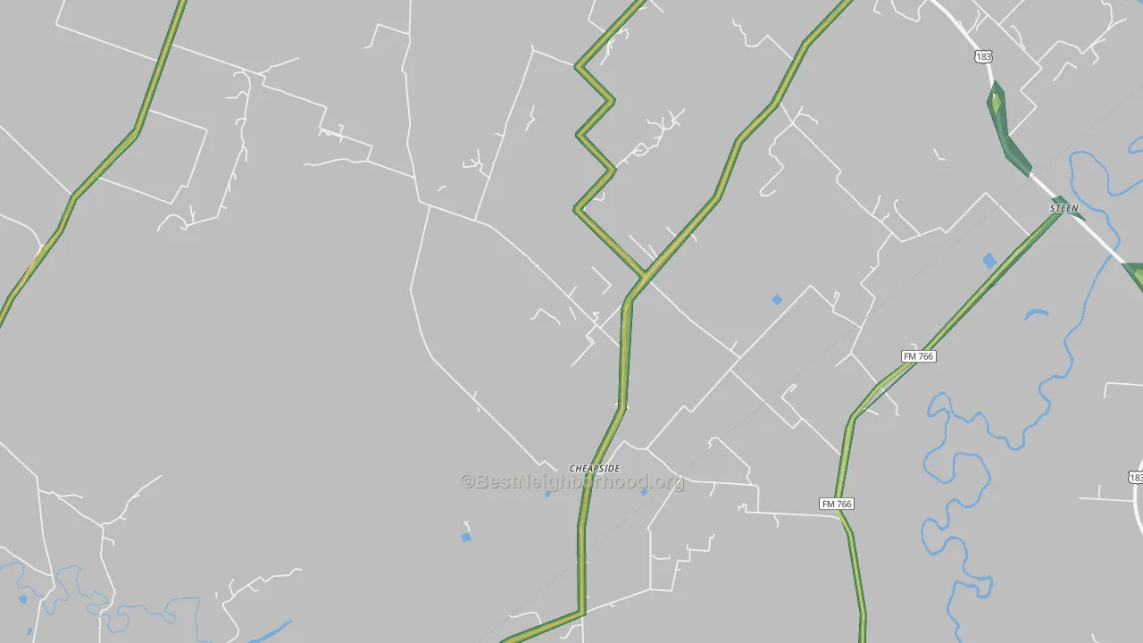 Cheapside, TX Map of Noise Levels in Cheapside
