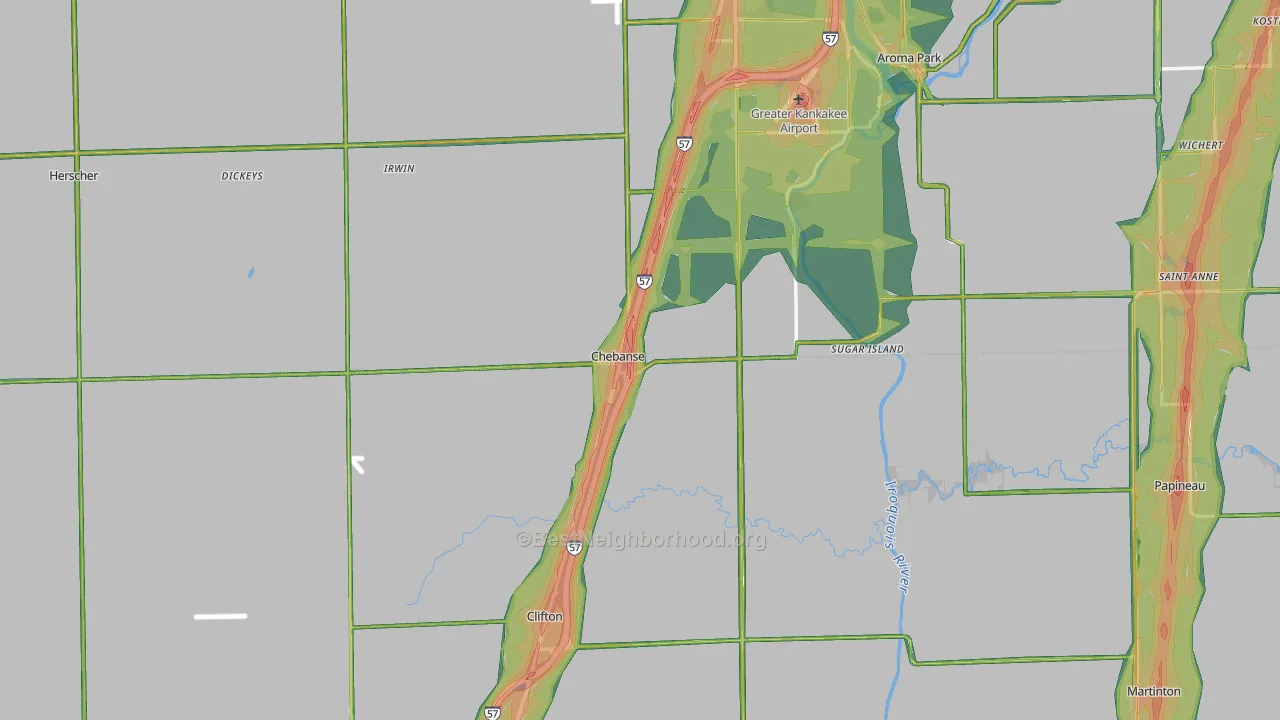 Chebanse, IL Map of Noise Levels in Chebanse