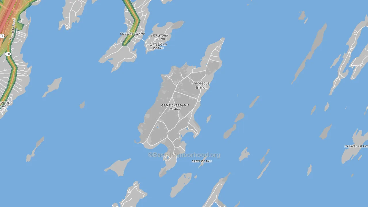 Chebeague Island, ME Map of Noise Levels in Chebeague Island