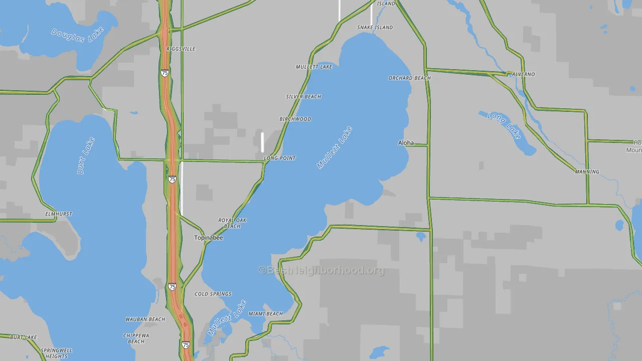 Cheboygan County, MI Map of Noise Levels in Cheboygan County
