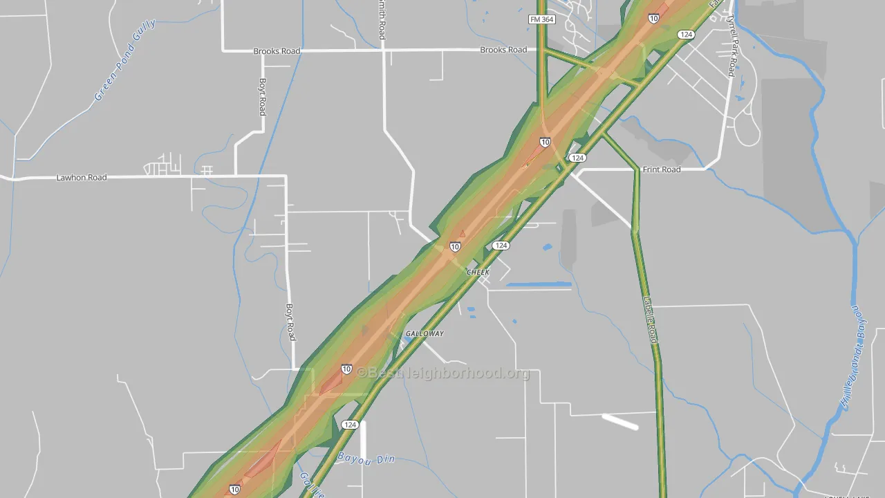 Cheek, TX Map of Noise Levels in Cheek