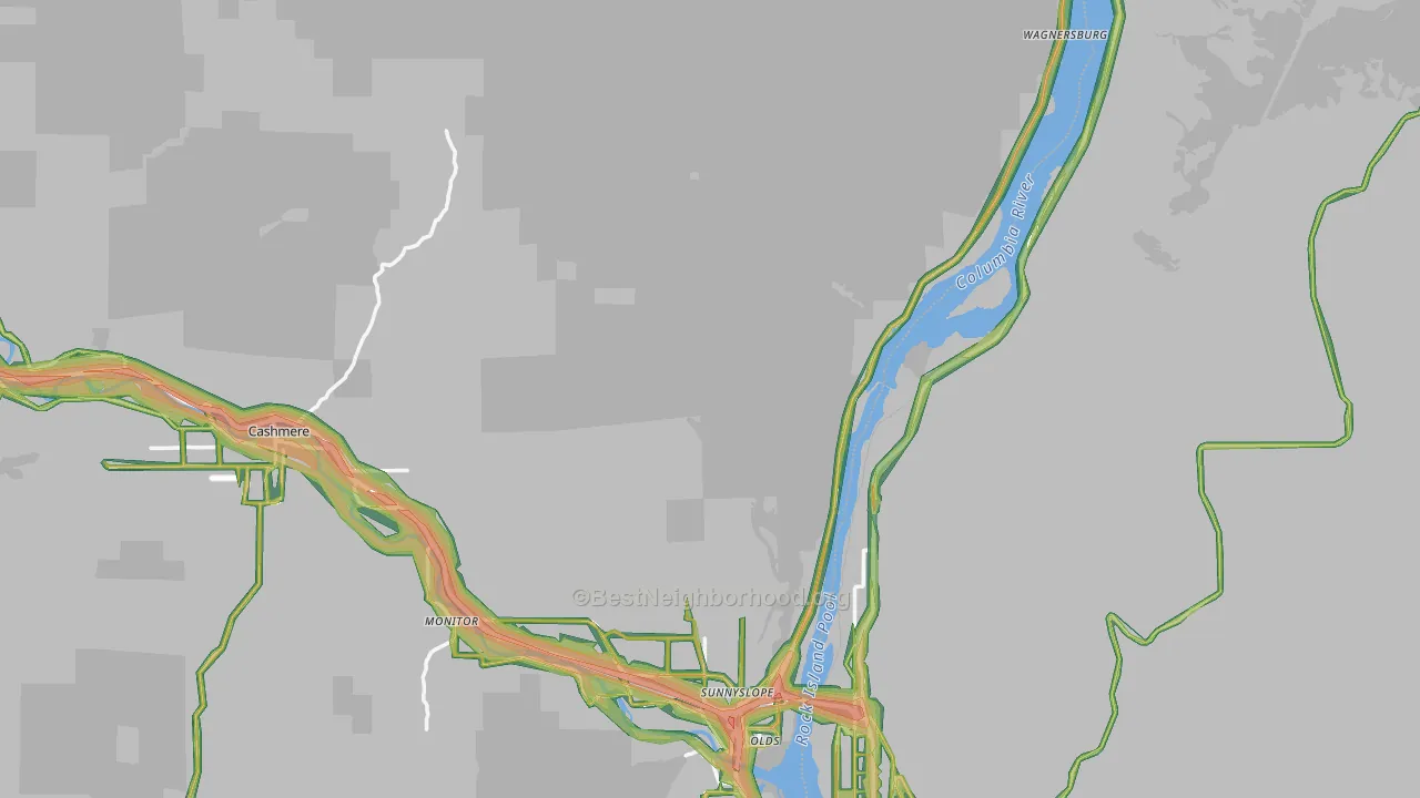 Chelan County, WA Map of Noise Levels in Chelan County