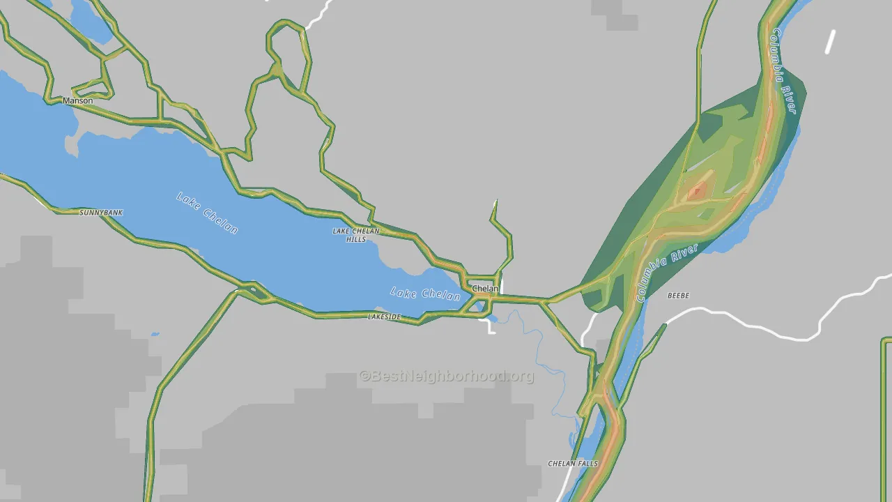 Chelan, WA Map of Noise Levels in Chelan