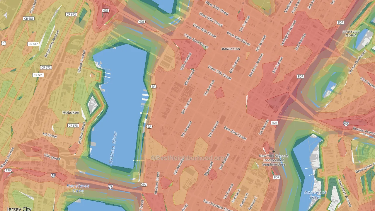 Chelsea, Manhattan, NY Map of Noise Levels in Chelsea