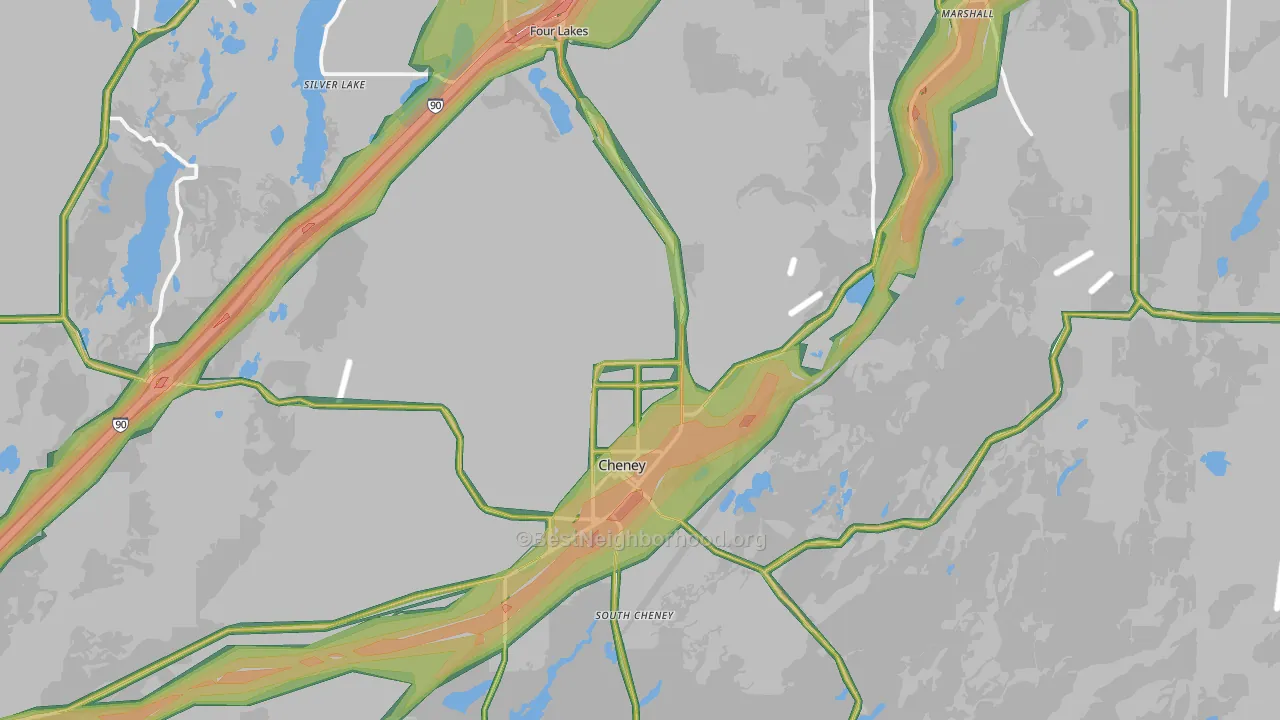 Cheney, WA Map of Noise Levels in Cheney