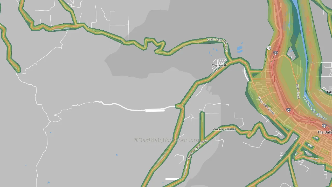 Chenoweth, OR Map of Noise Levels in Chenoweth