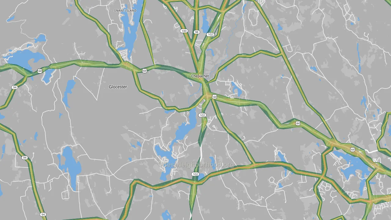 Chepachet, RI Map of Noise Levels in Chepachet