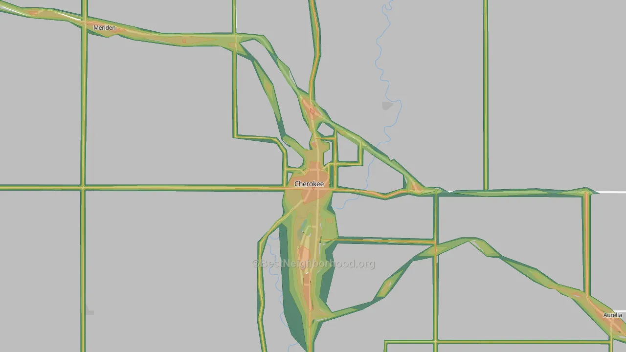 Cherokee, IA Map of Noise Levels in Cherokee