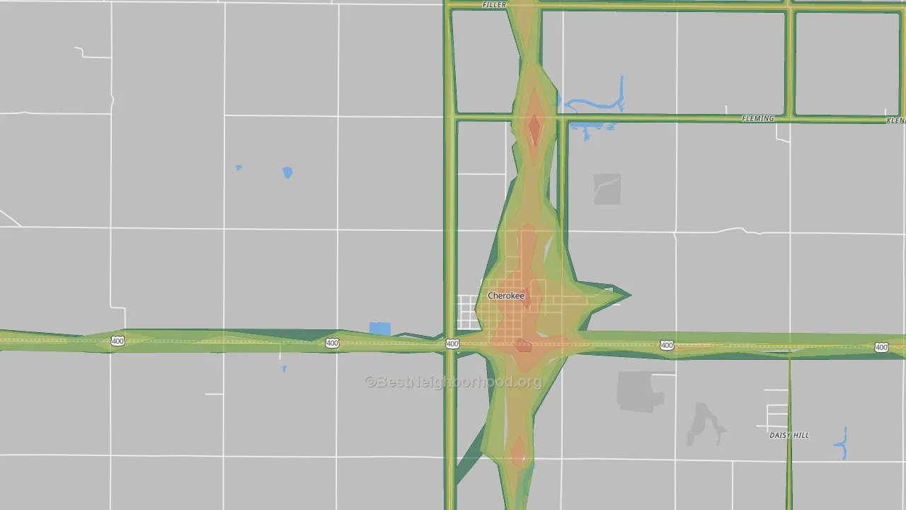 Cherokee, KS Map of Noise Levels in Cherokee