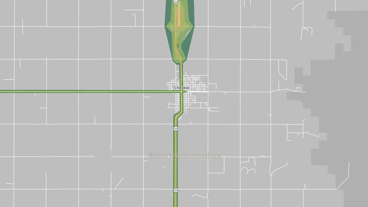 Cherokee, OK Map of Noise Levels in Cherokee