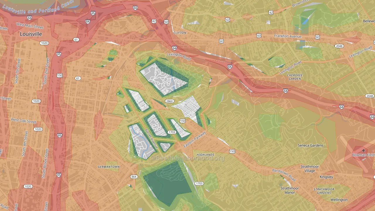 Cherokee Triangle, Louisville, KY Map of Noise Levels in Cherokee Triangle