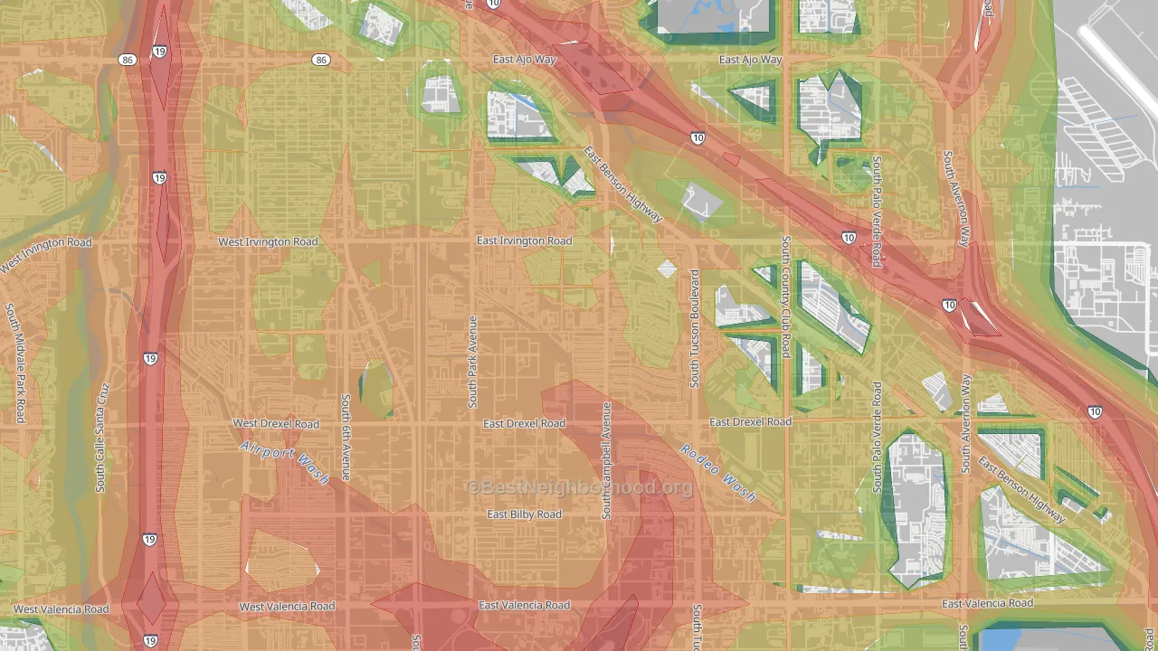Cherry Avenue, Tucson, AZ Map of Noise Levels in Cherry Avenue