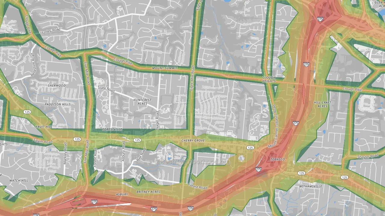 Cherry Grove, Cincinnati, OH Map of Noise Levels in Cherry Grove