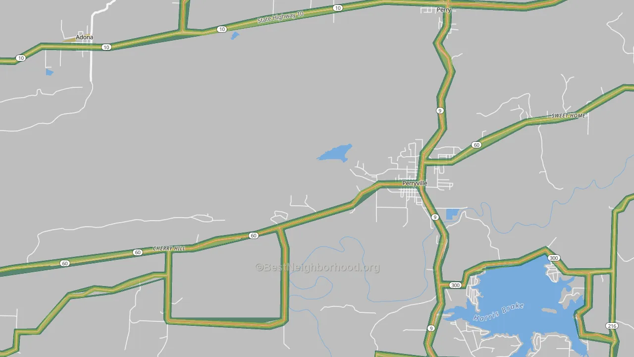 Cherry Hill, AR Map of Noise Levels in Cherry Hill