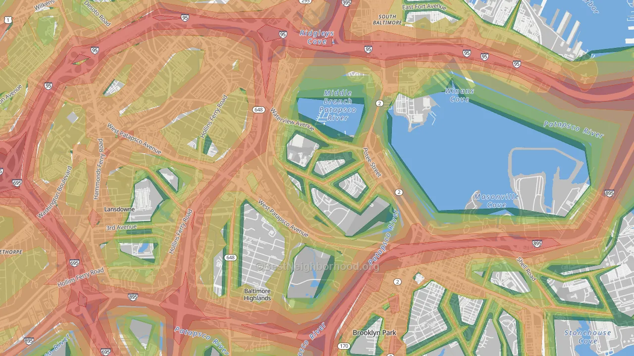 Cherry Hill, Brooklyn, MD Map of Noise Levels in Cherry Hill