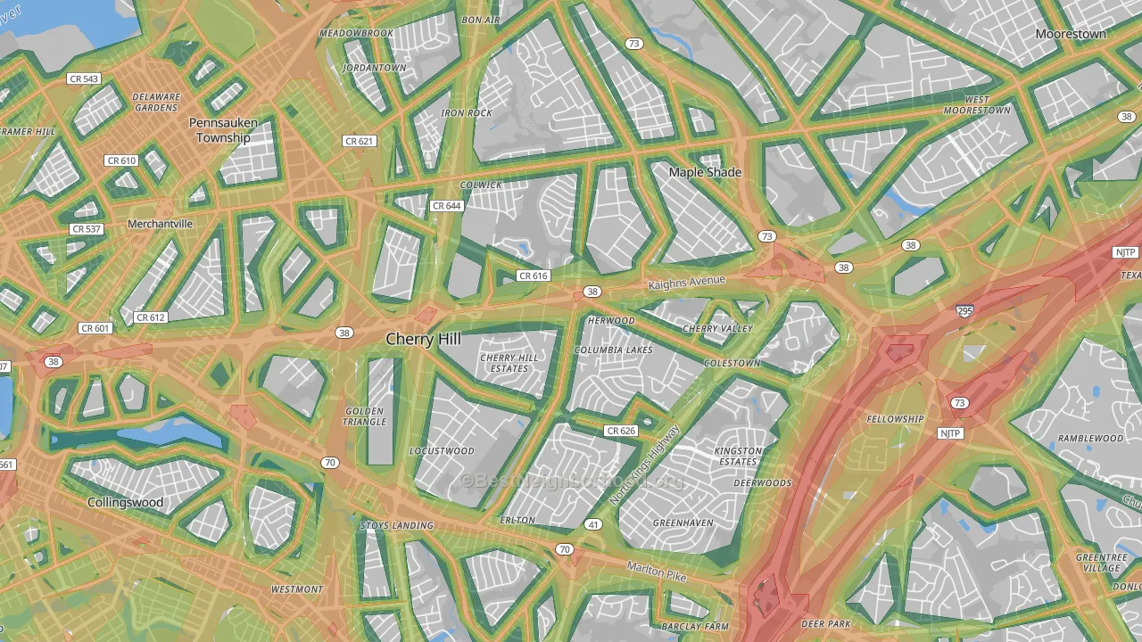 Cherry Hill Mall, NJ Map of Noise Levels in Cherry Hill Mall